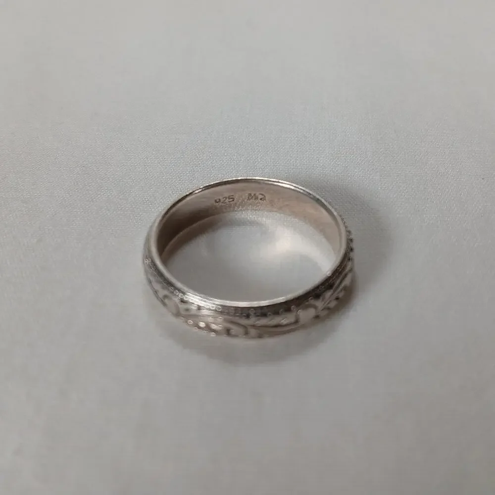 Vintage Marsala Etched Paisley Sterling Silver Ring Size 8.75